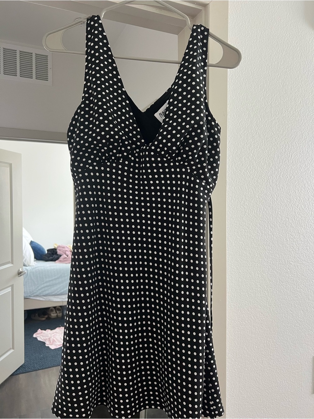 Princess Polly Black & White Polka Dot V-Neck Dress